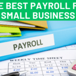 A stack of binders, a timesheet, calculator and "The Best Payroll For Small Business"