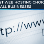 a website's URL bar and a mouse click are shown below a banner that reads " The Best Web Hosting Choice For Small Businesses"